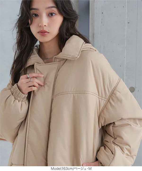 フード付きスタンドカラー中綿コート [K1458]10/18(日)12:00～販売予定