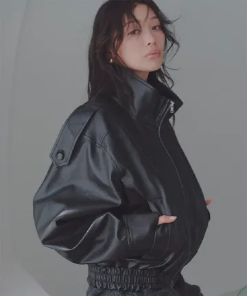 フェイクレザーブルゾン [K1466]| 2026AW先行受注アイテム！20%OFFクーポン＆送料無料  8/12(水)12:00~8/18(火)12:00まで