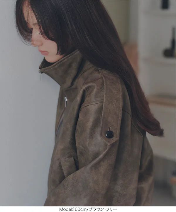 フェイクレザーブルゾン [K1466]| 2026AW先行受注アイテム！20%OFFクーポン＆送料無料  8/12(水)12:00~8/18(火)12:00まで