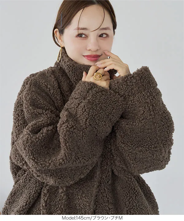 [田中亜希子さんコラボ] 選べるサイズ ボアジャケットコート  [K1476]