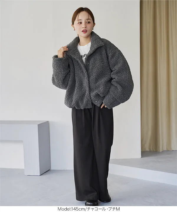 田中亜希子さんコラボ] 選べるサイズ ボアジャケットコート [K1476