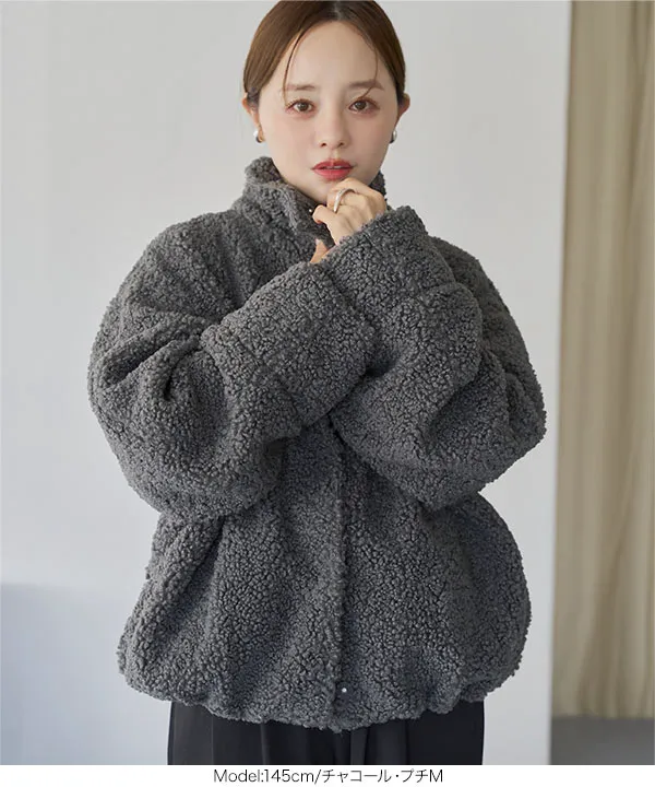 [田中亜希子さんコラボ] 選べるサイズ ボアジャケットコート  [K1476]