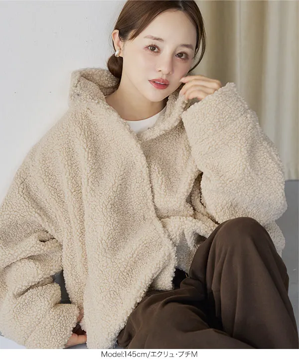 [田中亜希子さんコラボ] 選べるサイズ ボアジャケットコート  [K1476]