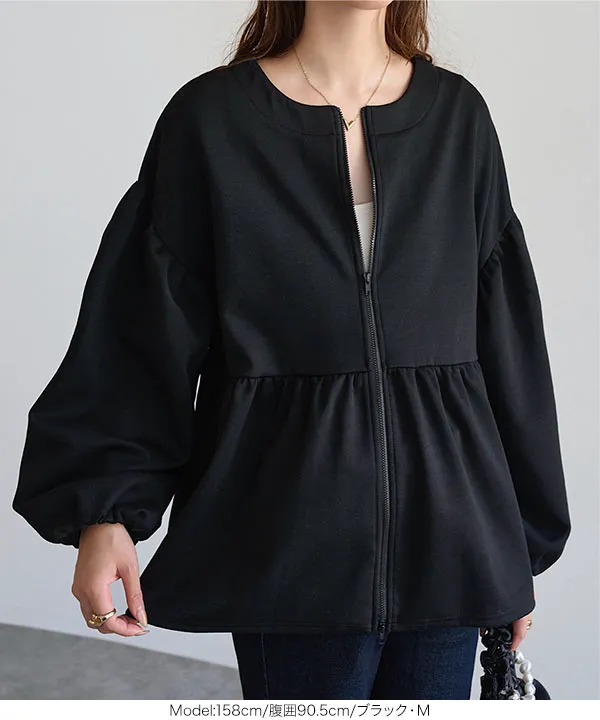 [ mamaレタス ] 前後2wayペプラムジップブルゾン [K1480]