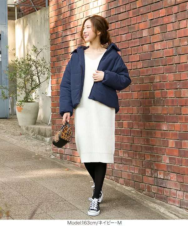 抜き衿ドロップショルダー中綿アウター [K748] - レディース