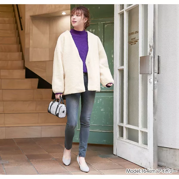 ボアVネックショートコート [K751] - レディースファッション通販 神戸