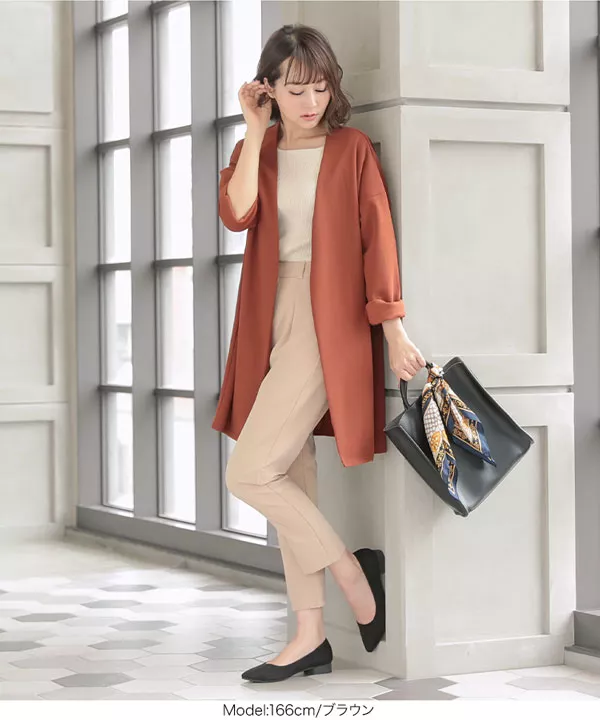 リボン付きカットジョーゼットゆるジャケット [K830]   　