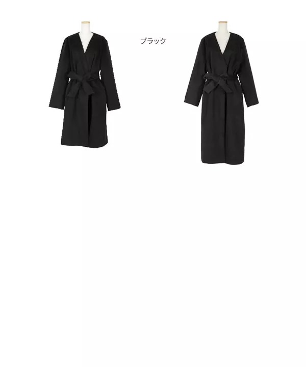 [ ロング/ミディアム ]Vネックノーカラーコート [ K841 ]