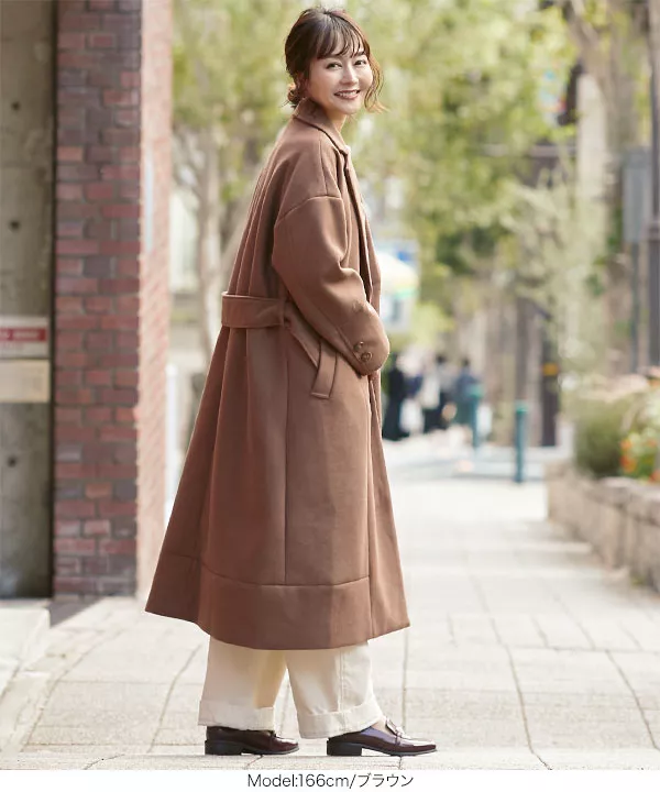 ベルト付スイッチングビッグコート [K870] - レディース