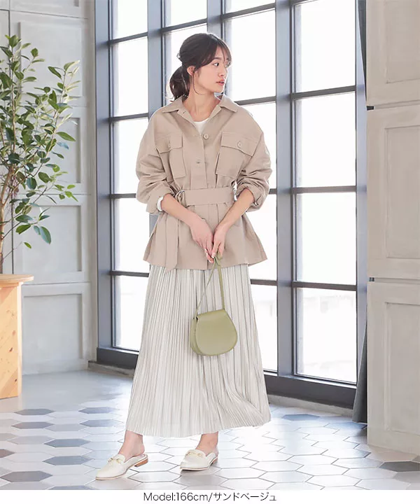 ウエストベルトワークシャツジャケット [K876] - レディース