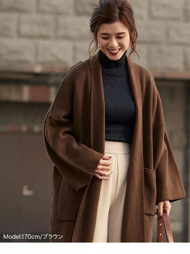 ライカ 羊革 シープスキン コート 3way ライカインダストリー 茶　アウター ボリュームスリーブニットコート [K881] - レディースファッション通販