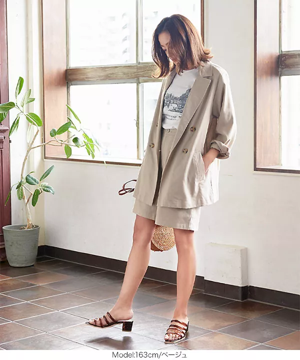 リネンダブルテーラードジャケット [K917] - レディースファッション