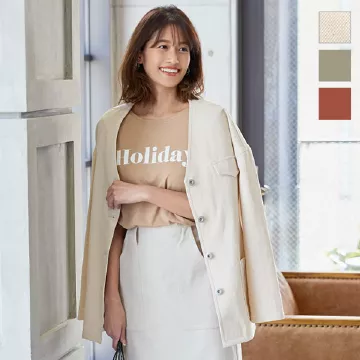 ノーカラーベルトカツラギジャケット [K920]