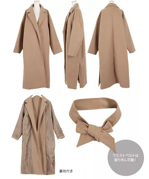 フェイクウールロングガウンコート [K927] - レディースファッション