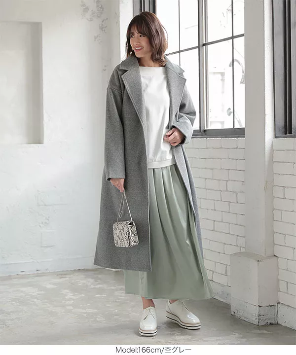 フェイクウールロングガウンコート [K927] - レディースファッション