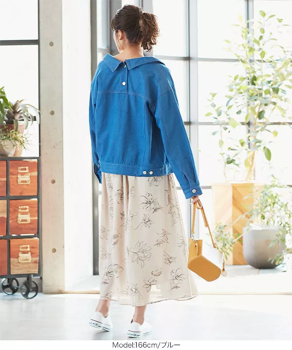 バックボタンルーズデニムジャケット [K932] - レディース