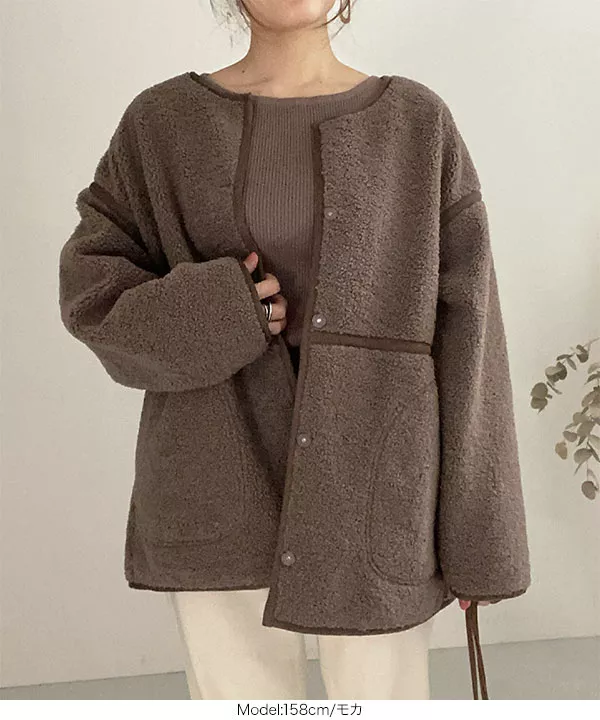 ビッグシルエットリバーシブルフェイクムートンミドル丈コート