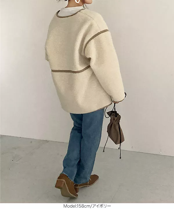 ビッグシルエットリバーシブルフェイクムートンミドル丈コート [K972