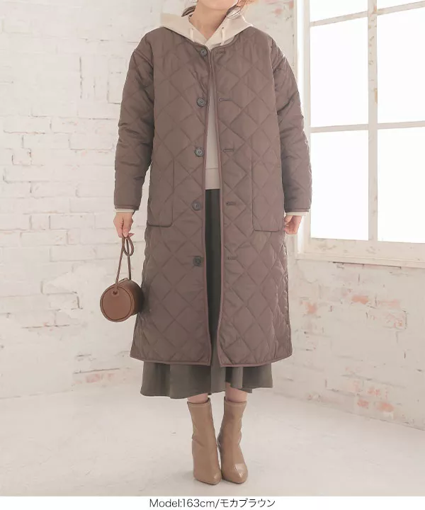 CANAL JEAN キルティングロングコート ベージュ セール】SHIPS any: 〈撥水加工〉中綿 クルーネック