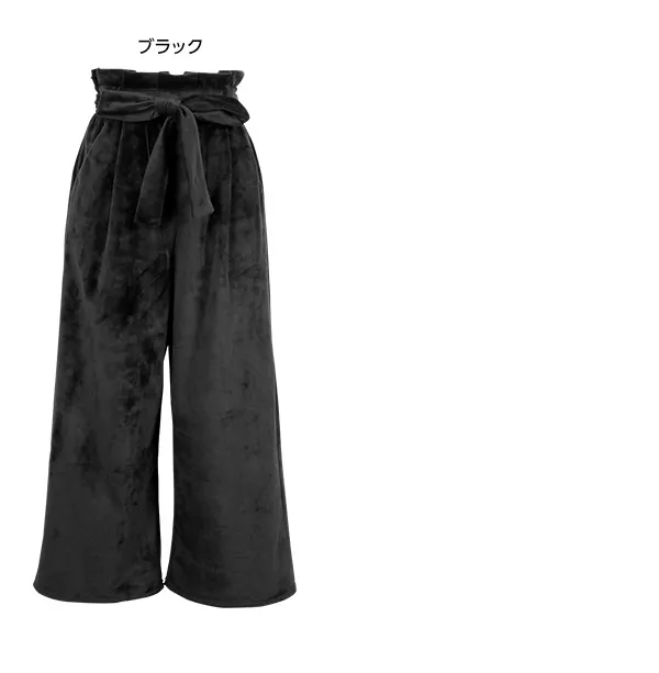 ウエストリボン☆ベロアワイドパンツ [M1947]