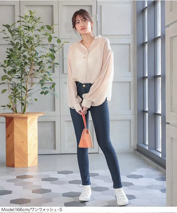 ジャストウエストストレッチスキニーデニムパンツ[M1959]