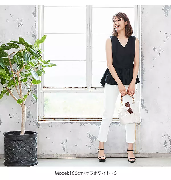 [S/M/L]コットンチノ素材☆アンクル丈テーパードパンツ [M2150]