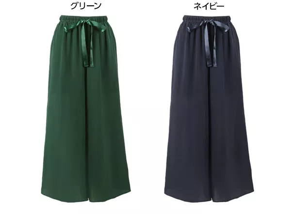 サテンリボン楊柳ワイドパンツ [M2212]