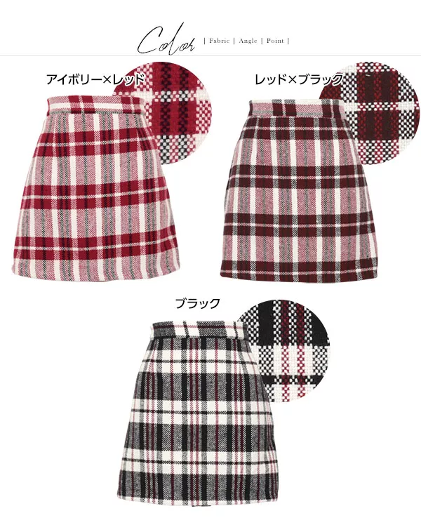 ツイードチェック柄ミニスカート [M2357]