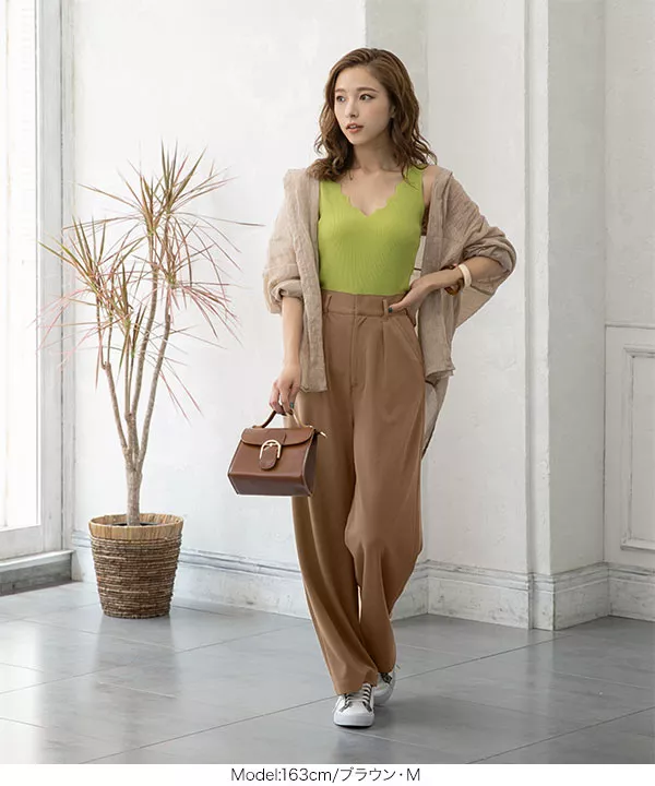 田中亜希子さんコラボ ]S/Mポンチワイドパンツ [M2408] - レディース