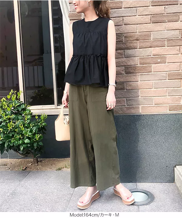 とろみコットンワイドパンツ [M2469] - レディースファッション