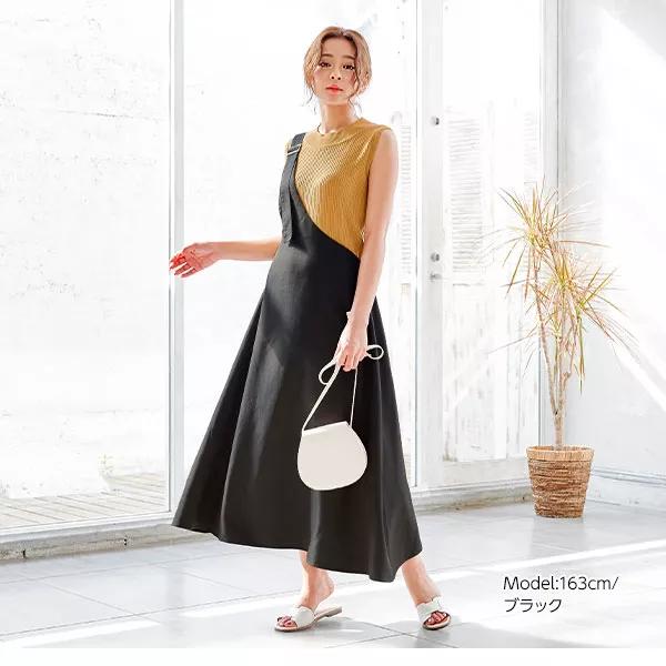 ⭐️試着のみ美品♥maison de Dolce. アシンメトリートップス アシンメトリーサテンデザインニットトップス [C7181] - レディース