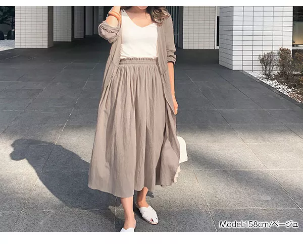 サイドリボンガーゼロングスカート [M2523]