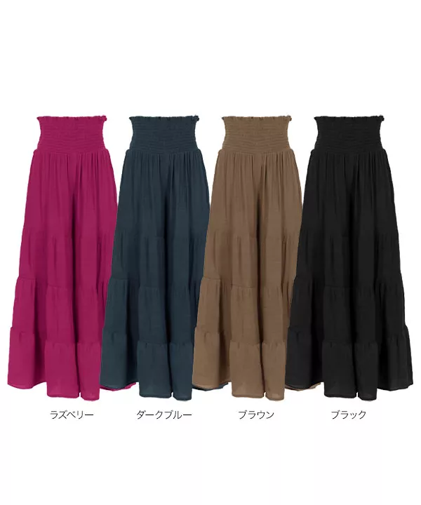 ウエストシャーリングティアードワイドパンツ [M2537]