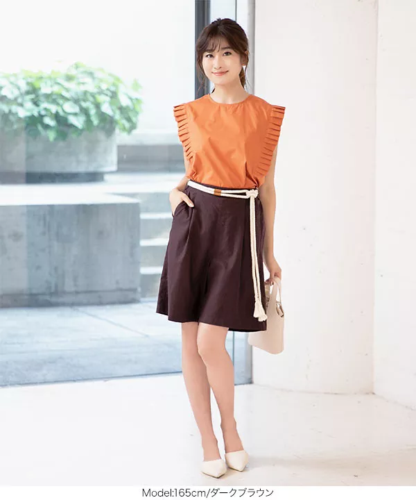 ロープベルト付きキュロットパンツ [M2541] - レディースファッション