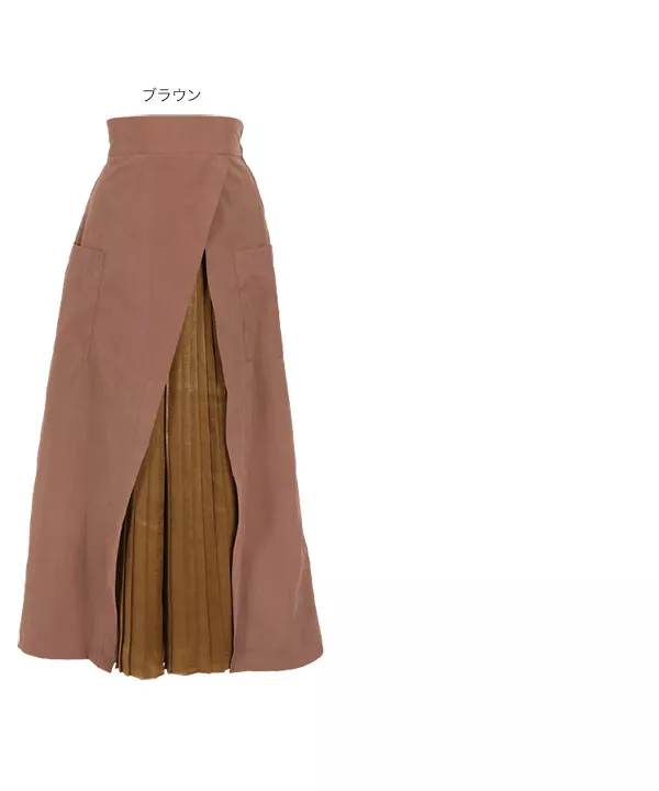 プリーツドッキングアシンメトリースカート [M2587]
