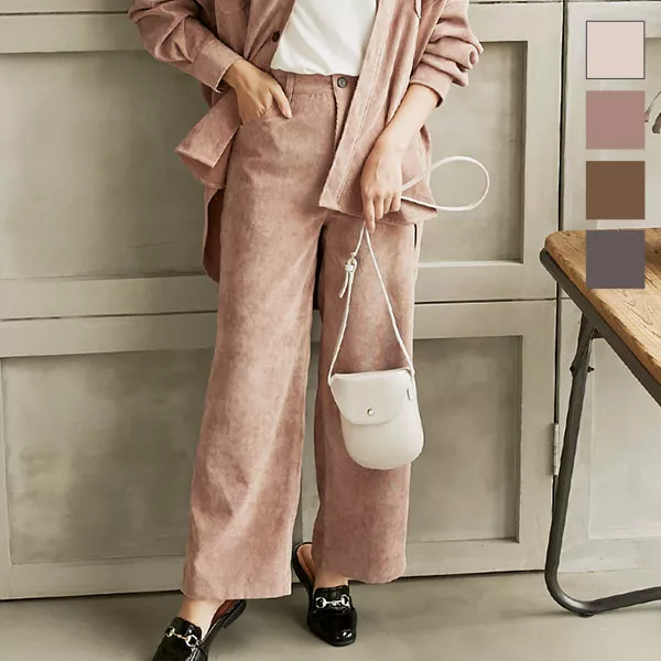 コーデュロイタックワイドパンツ [M3990] - レディース