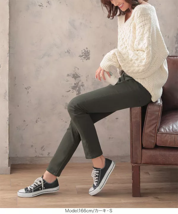 裏起毛ストレッチパンツ レディース 秋 冬 S M L LL 3L ≪ゆう