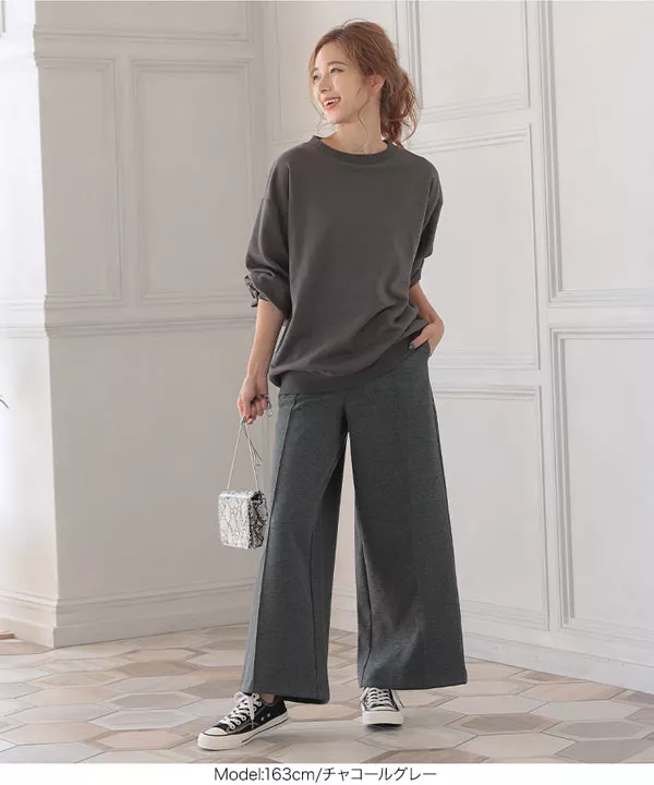 センターピンタックワイドパンツ [M2624]