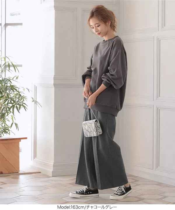 センターピンタックワイドパンツ [M2624]