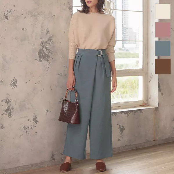 リング付きラップワイドパンツ [M2638] | ボトムス全品送料無料！1/23