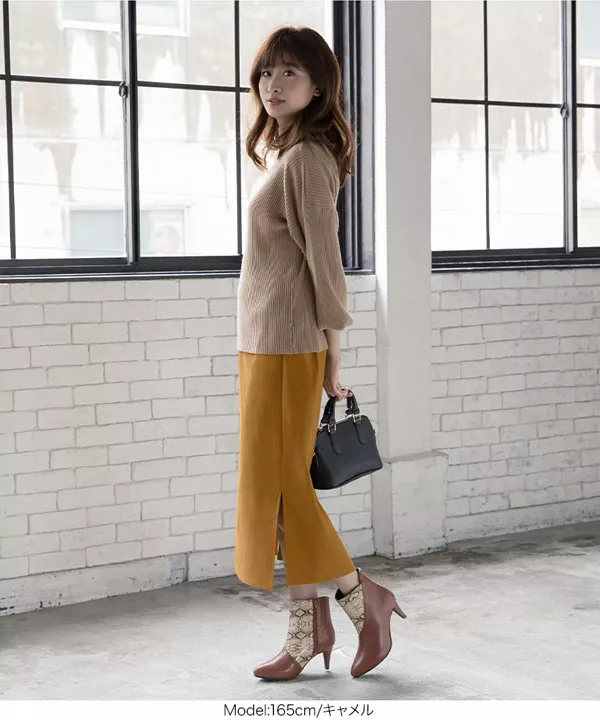 裏微起毛動けるストレッチシンプルタイトスカート [M2681]