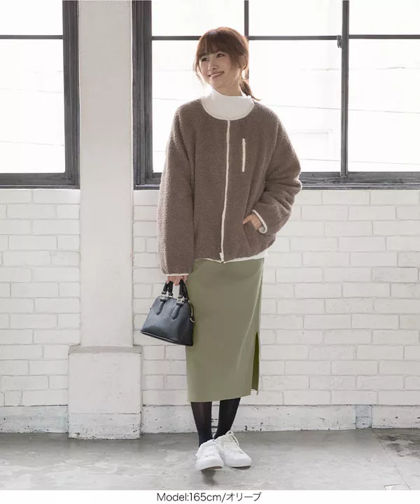 裏微起毛動けるストレッチシンプルタイトスカート [M2681]