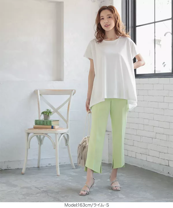 デザインスリット入りスラックスパンツ [M2690]