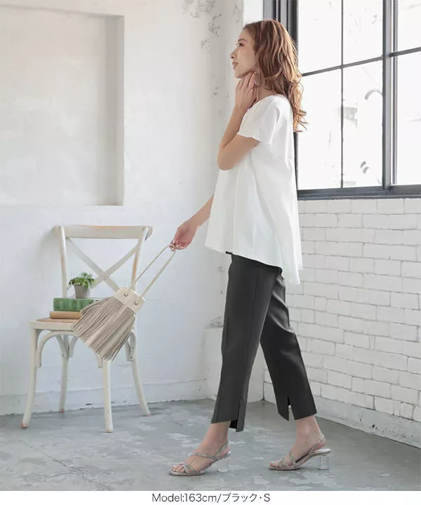 デザインスリット入りスラックスパンツ [M2690]