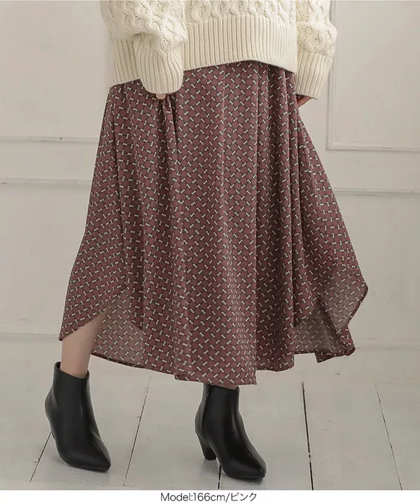 レトロチェーン柄エアリースカート [M2718]