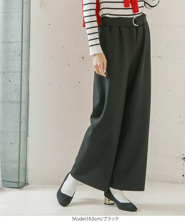 ベルト付ニットソーワイドパンツ [M2731]