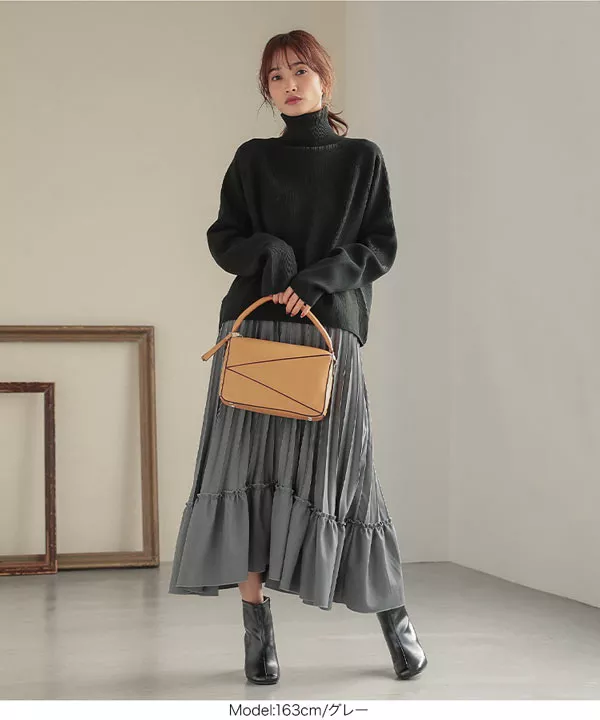 ランダムヘムプリーツスカート Mila Owen（ミラオーウェン）の「後ろゴムランダムヘムプリーツ