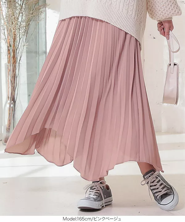ランダムヘムプリーツフレアスカート [M2749]