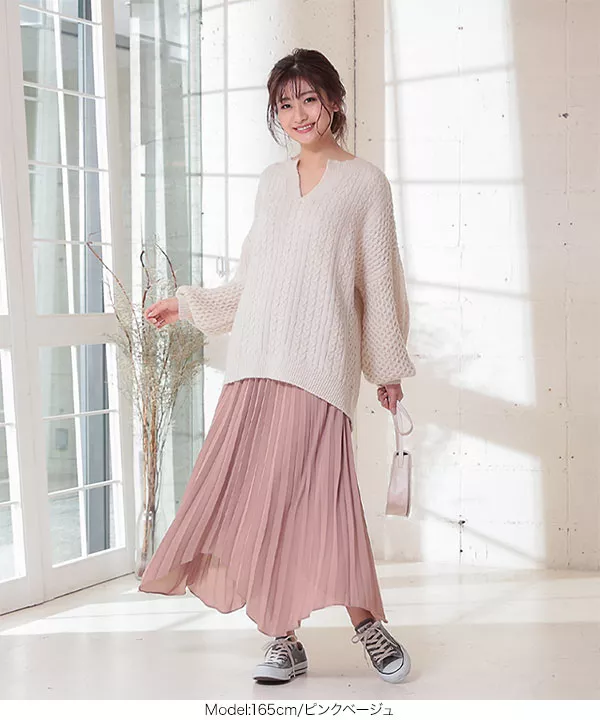 ランダムヘムプリーツフレアスカート [M2749]