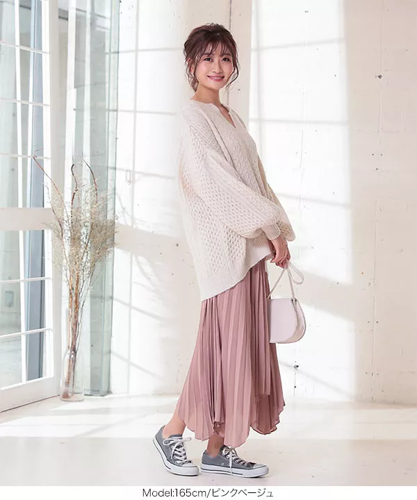 ランダムヘムプリーツフレアスカート [M2749]